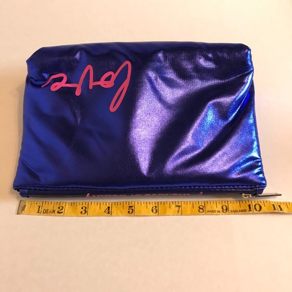 "Love" Metallic Blue Cosmetic Bag - Picture 5 of 6